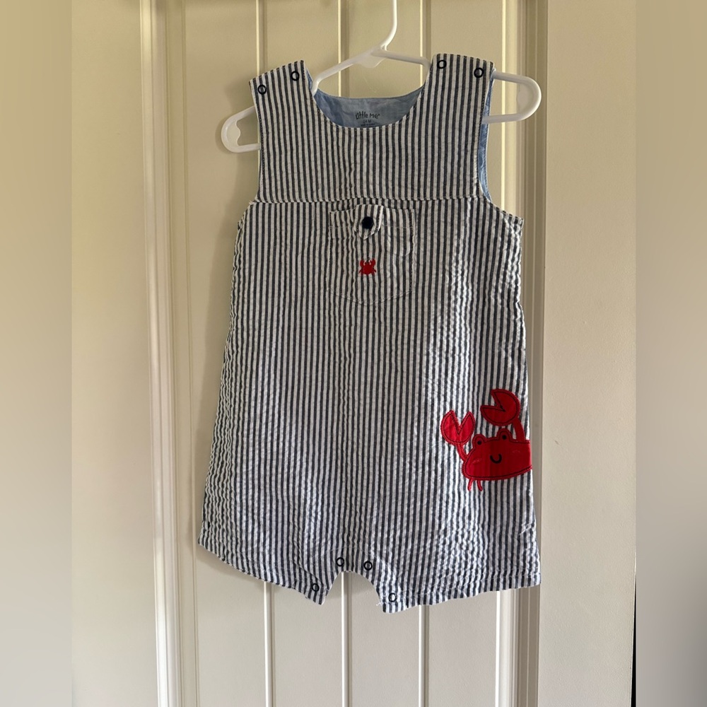 Little Me Navy and White Striped Toddler Romper